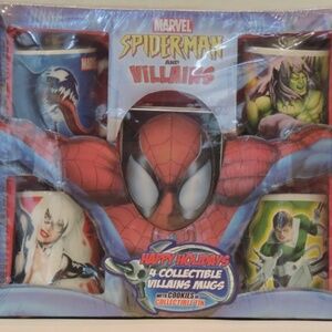 NEW/SEALED Marvel Spider-man and Villains Holiday Mugs and Tin Set 2005